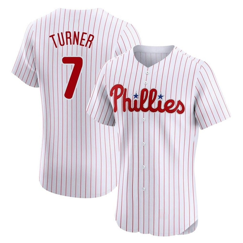 Trusc P.Phillies #7 Trea Turner Player White Pinstripe Phillies & Eagles Vapor Premier Limited Elite Stitched Jerseys
