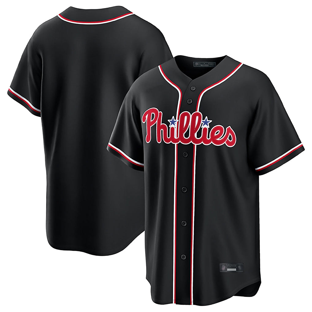 Trusc P.Phillies Blank Player Black Fashion Out Home Game Stitched Jerseys