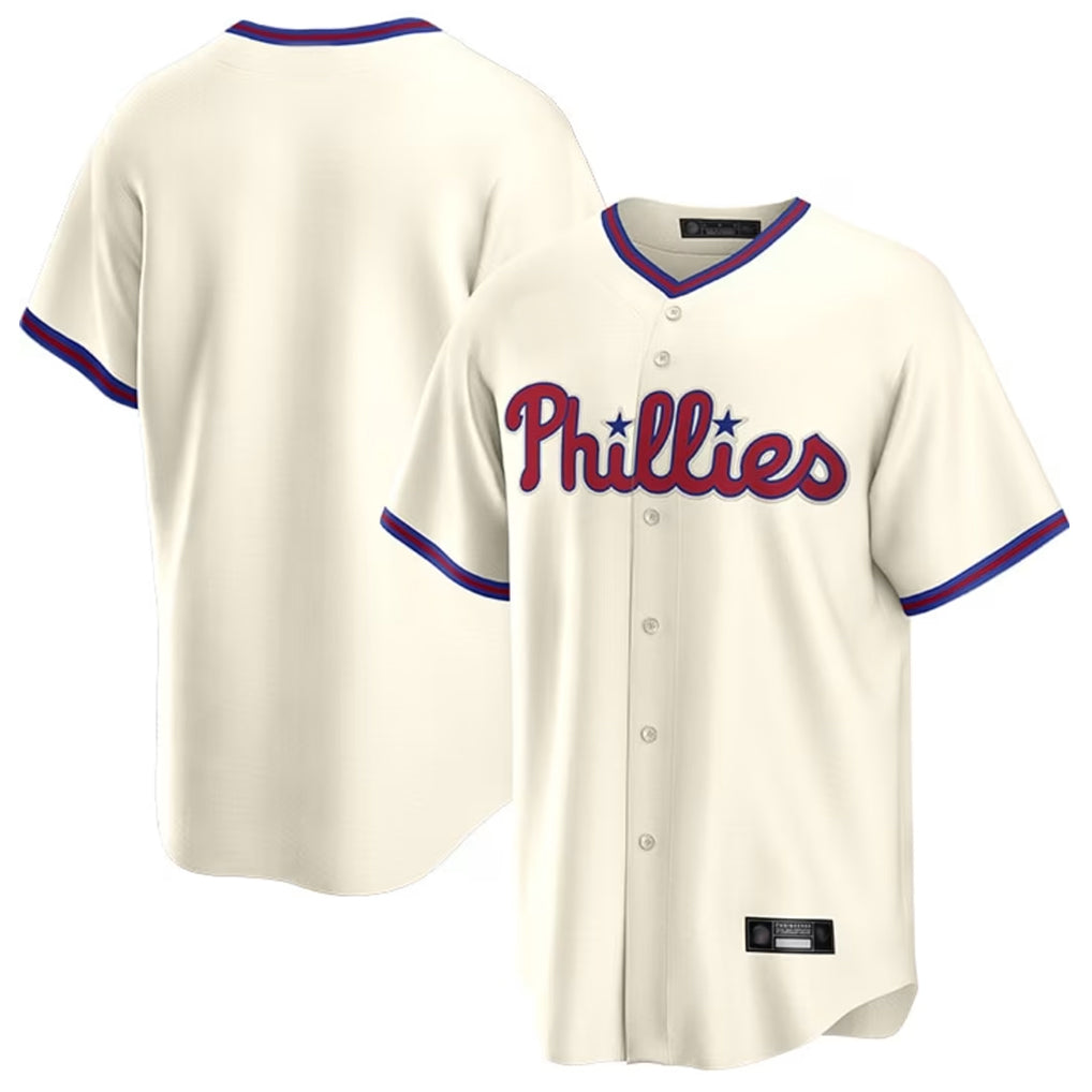 Trusc P.Phillies Blank Player Cream Home Game Stitched Jerseys