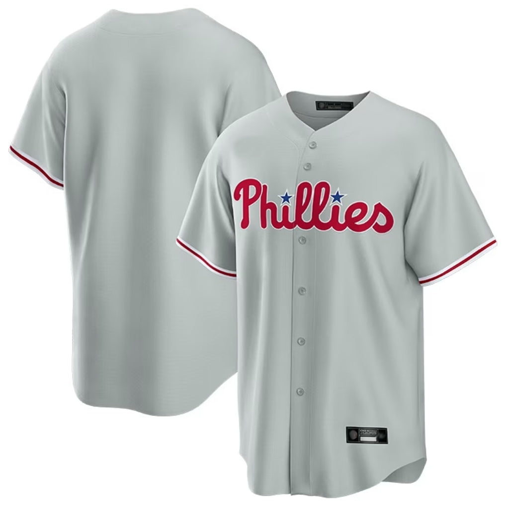 Trusc P.Phillies Blank Player Gray Home Game Stitched Jerseys