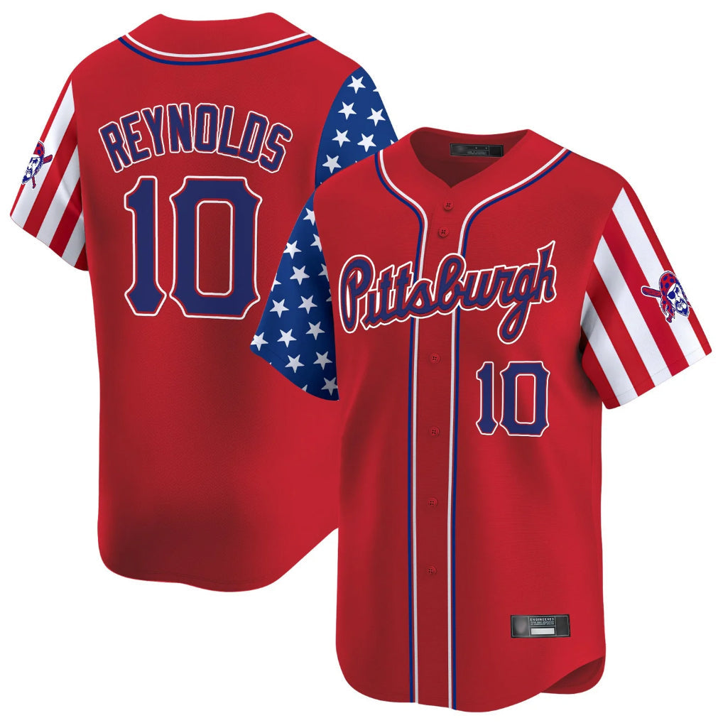 Trusc P.Pirates #10 Bryan Reynolds Player Red 2025 Independence Day Vapor Premier Limited Stitched Jerseys