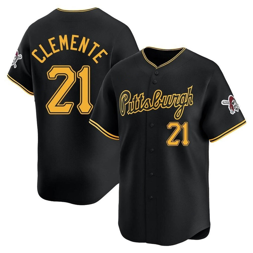 Trusc P.Pirates #21 Roberto Clemente Player Black Alt Home Limited Stitched Jerseys