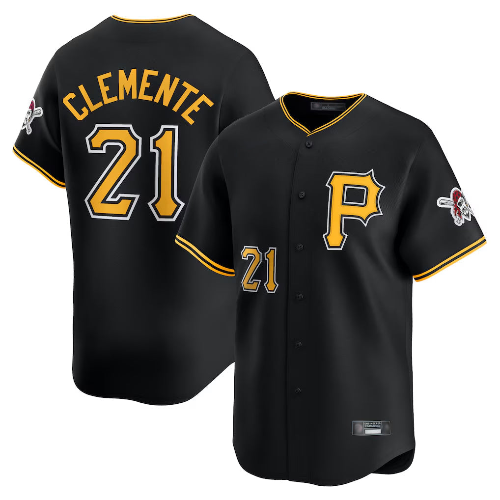 Trusc P.Pirates #21 Roberto Clemente Player Black Alternate Limited Game Stitched Jerseys