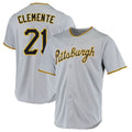 Trusc P.Pirates #21 Roberto Clemente Player Gray Road Home Game Stitched Jerseys