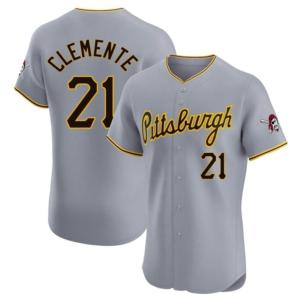 Trusc P.Pirates #21 Roberto Clemente Player Gray Road Home Limited Elite Stitched Jerseys