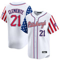 Trusc P.Pirates #21 Roberto Clemente Player White 2025 Independence Day Vapor Premier Limited Stitched Jerseys