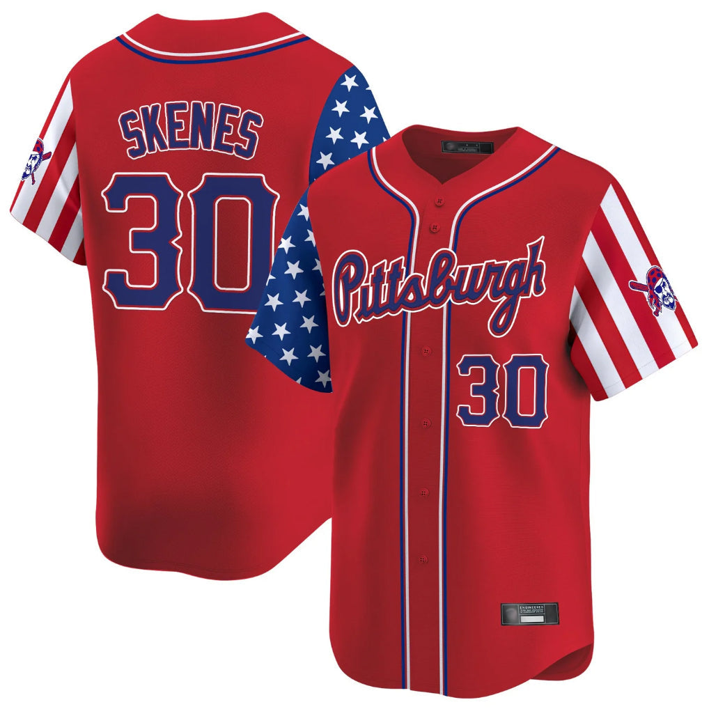 Trusc P.Pirates #30 Paul Skenes Player Red 2025 Independence Day Vapor Premier Limited Stitched Jerseys