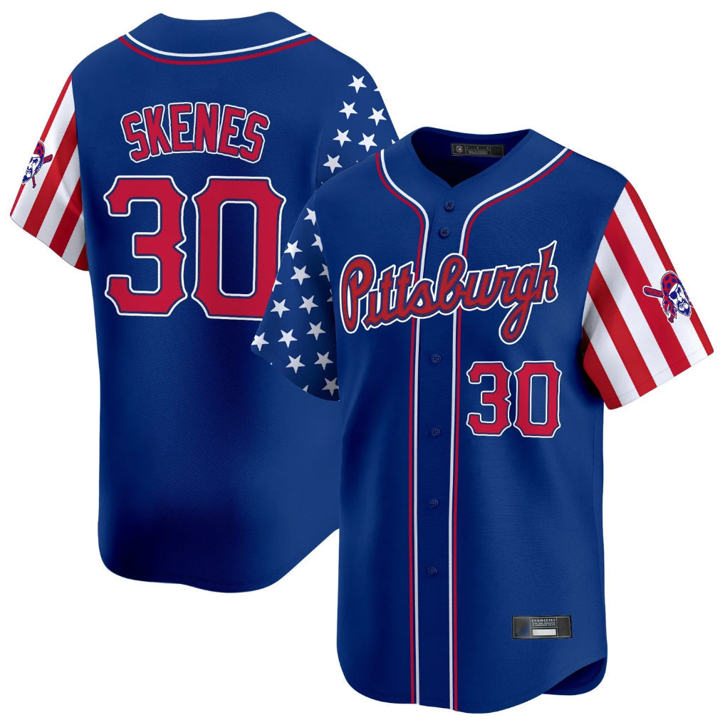 Trusc P.Pirates #30 Paul Skenes Player Royal 2025 Independence Day Vapor Premier Limited Stitched Jerseys