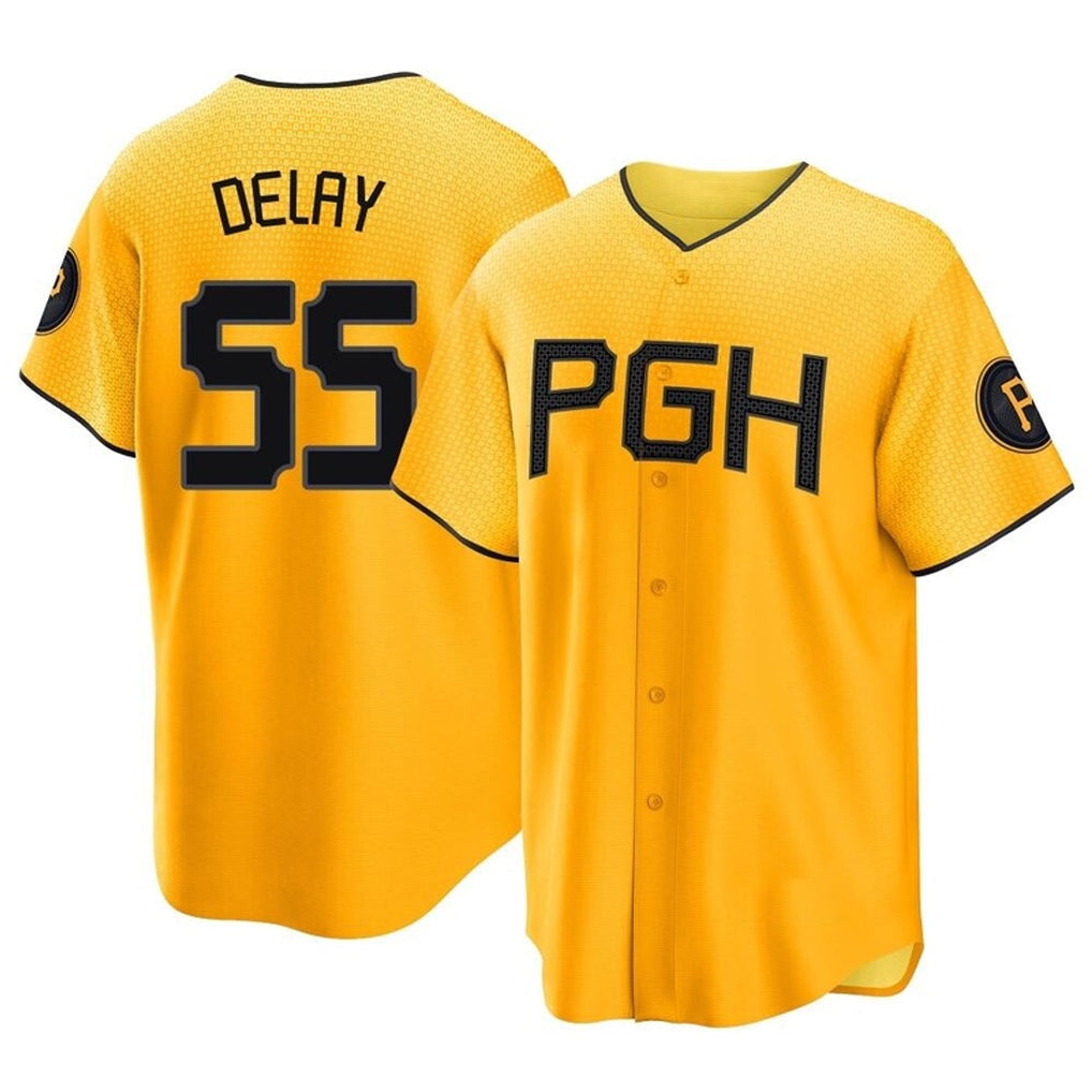 Trusc P.Pirates #55 Jason Delay Player Gold City Connect Home Game Stitched Jerseys