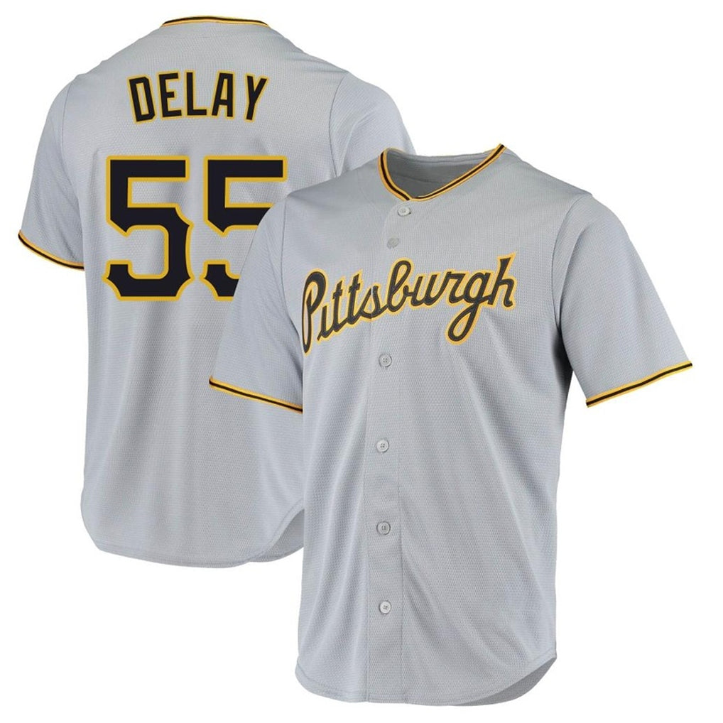 Trusc P.Pirates #55 Jason Delay Player Gray Road Home Game Stitched Jerseys