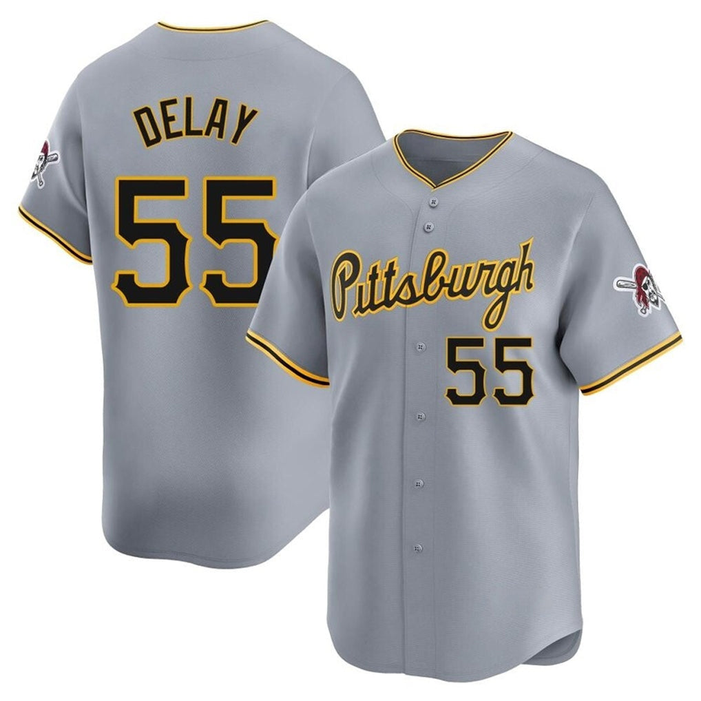 Trusc P.Pirates #55 Jason Delay Player Gray Road Home Limited Stitched Jerseys