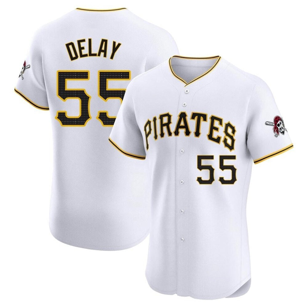 Trusc P.Pirates #55 Jason Delay Player White Home Limited Elite Stitched Jerseys