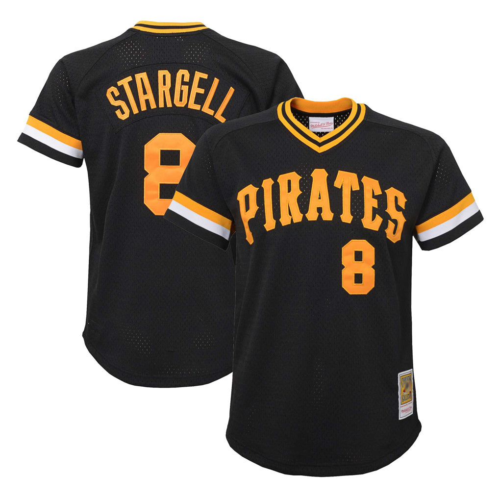 Trusc P.Pirates #8 Willie Stargell Player Black Mitchell & Ness Black Cooperstown Collection Mesh Batting Limited Stitched Jerseys