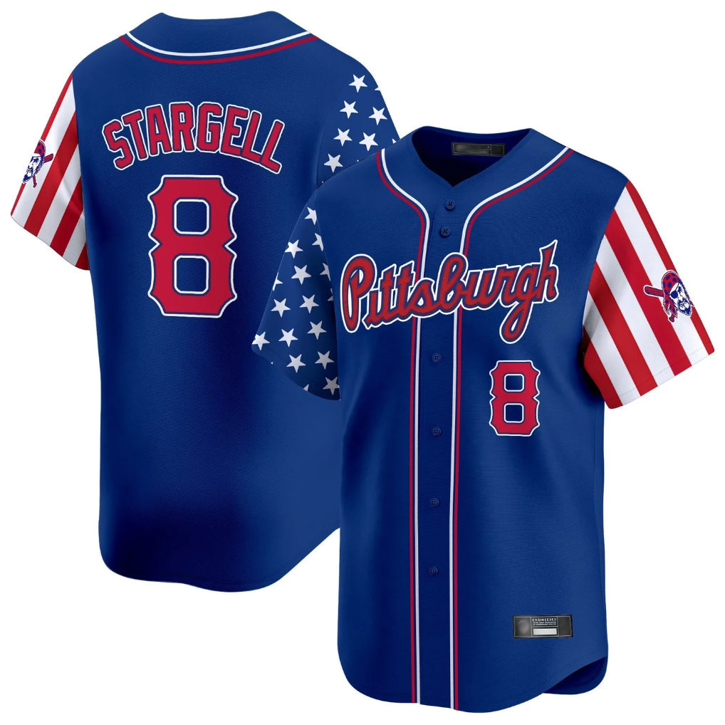 Trusc P.Pirates #8 Willie Stargell Player Royal 2025 Independence Day Vapor Premier Limited Stitched Jerseys