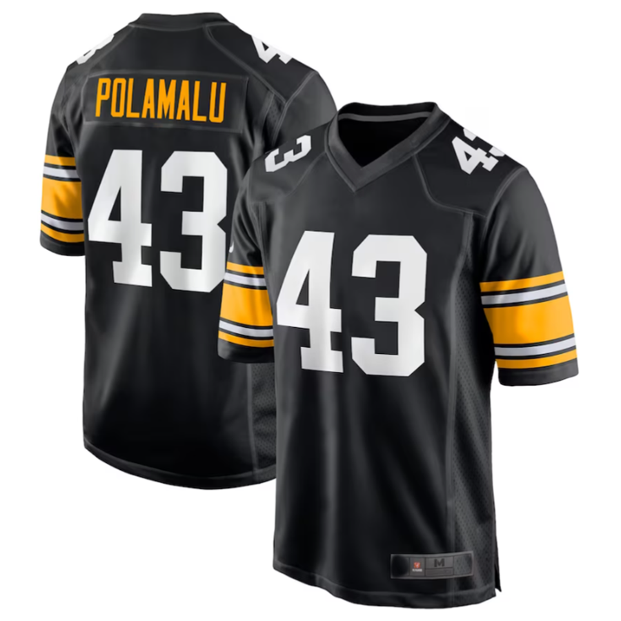 Trusc P.Steelers #43 Troy Polamalu Black Retired Player Jersey American Stitched Jersey