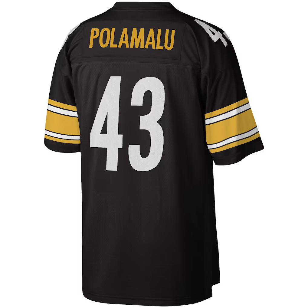 Trusc P.Steelers #43 Troy Polamalu Mitchell & Ness Black Legacy Replica Stitched Jerseys
