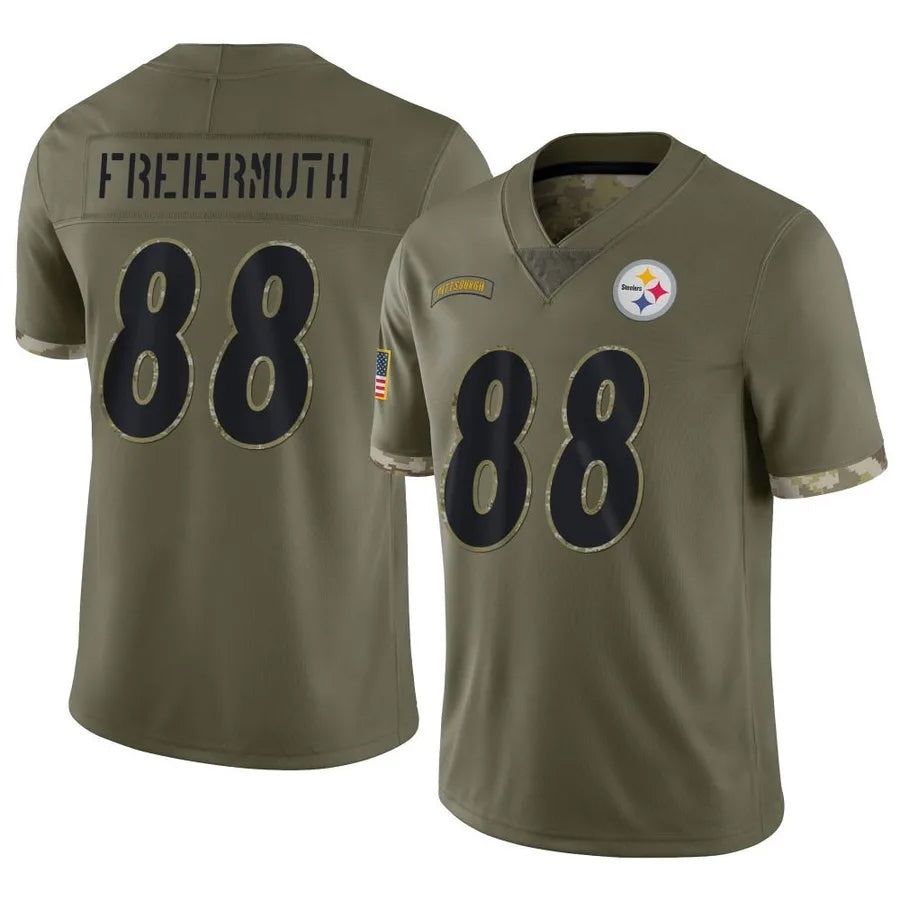 Trusc P.Steelers #88 Pat Freiermuth Player Salute To Service Limited Olive Stitched Jerseys