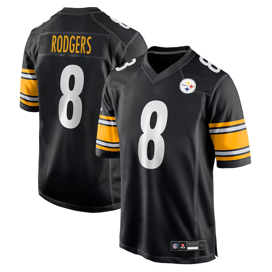 Trusc P.Steelers #8 Aaron Rodgers Player Black Replica Game Stitched Jerseys