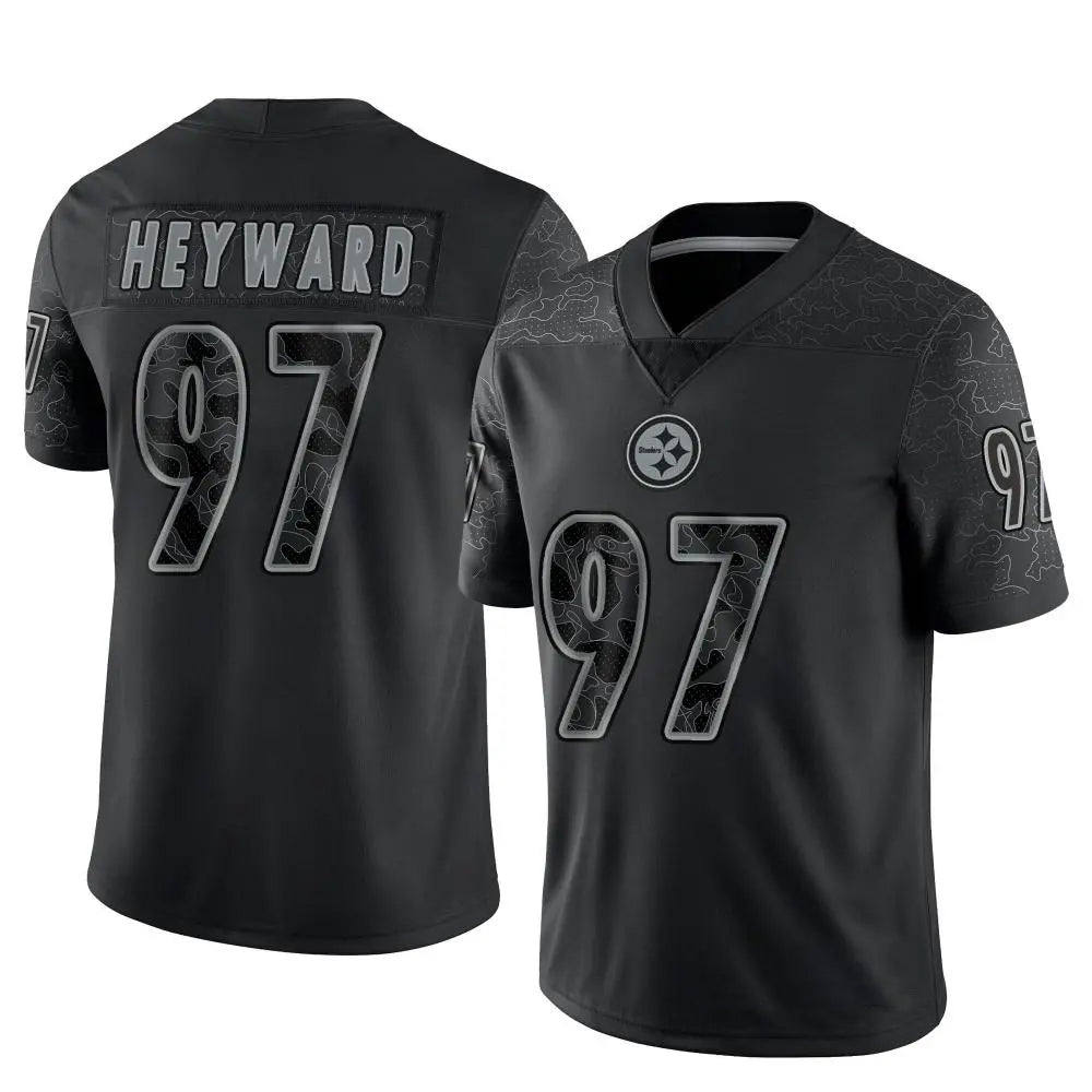 Trusc P.Steelers #97 Cameron Heyward Player Black Limited Reflective Stitched Jerseys