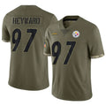 Trusc P.Steelers #97 Cameron Heyward Player Salute To Service Limited Olive Stitched Jerseys