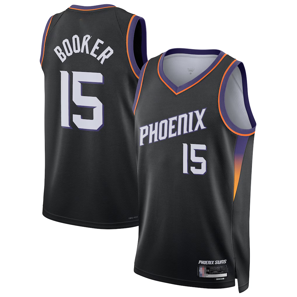 Trusc P.Suns #15 Devin Booker Black Swingman Jerseys - Statement Edition