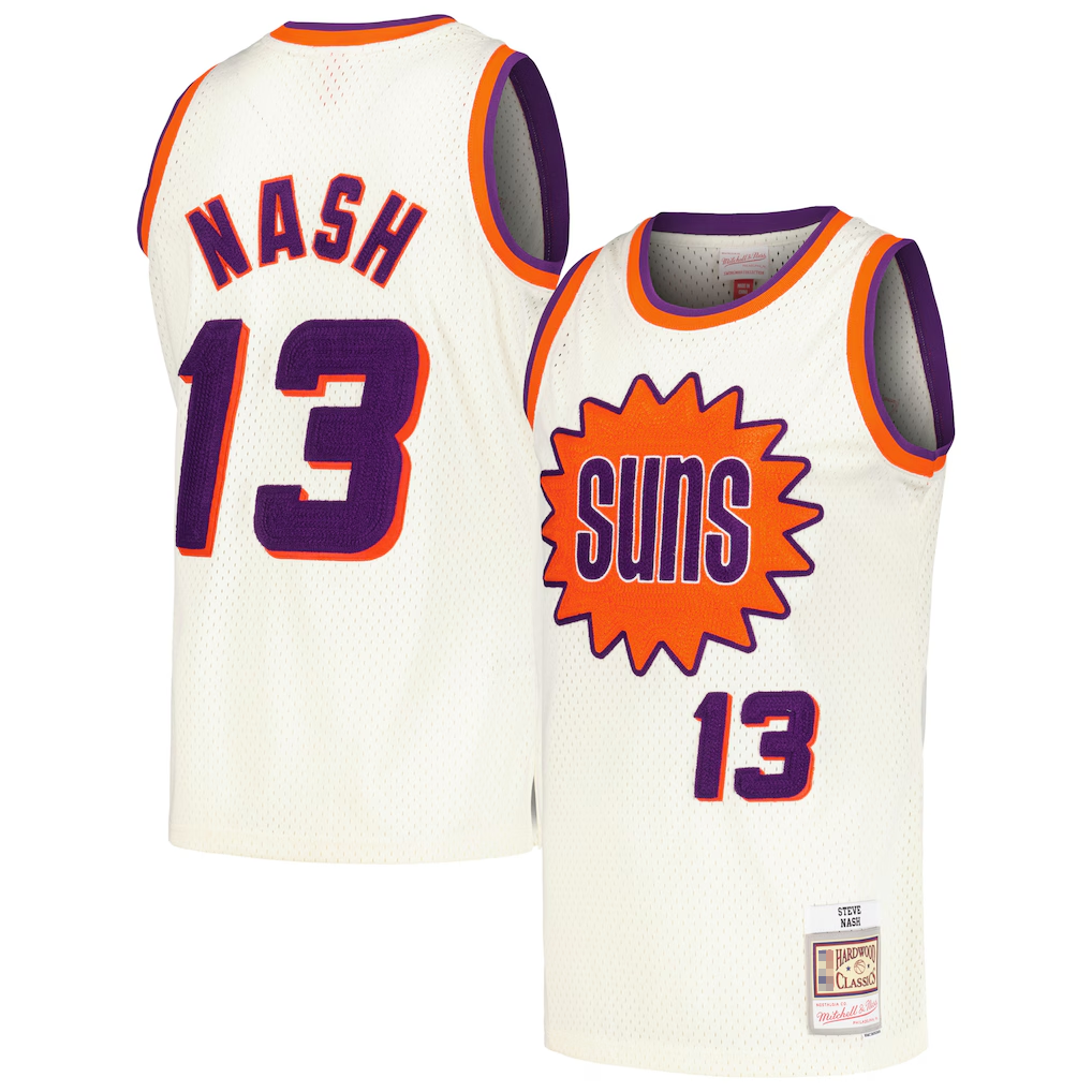 Trusc P.Sunss #13 Steve Nash Mitchell & Ness Cream Chainstitch Swingman Jerseys