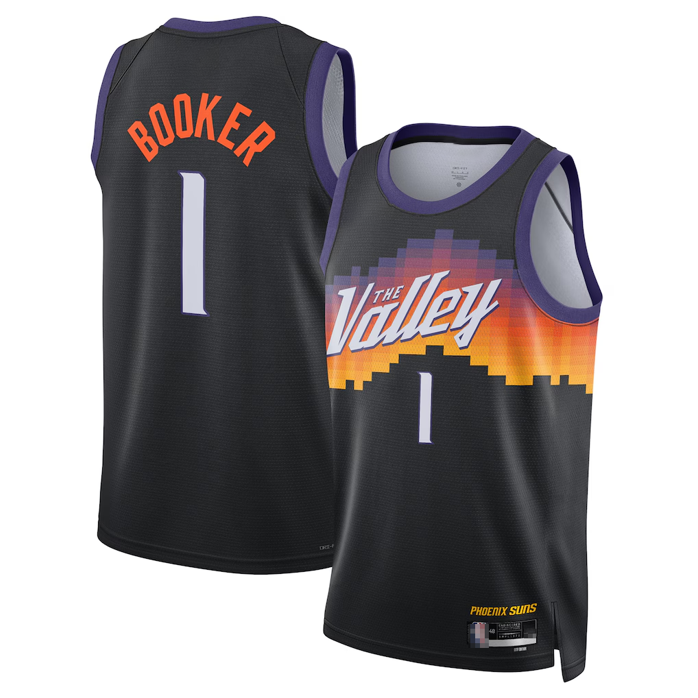 Trusc P.Sunss #1 Devin Booker Black 2025-2026 Swingman Jerseys - City Edition