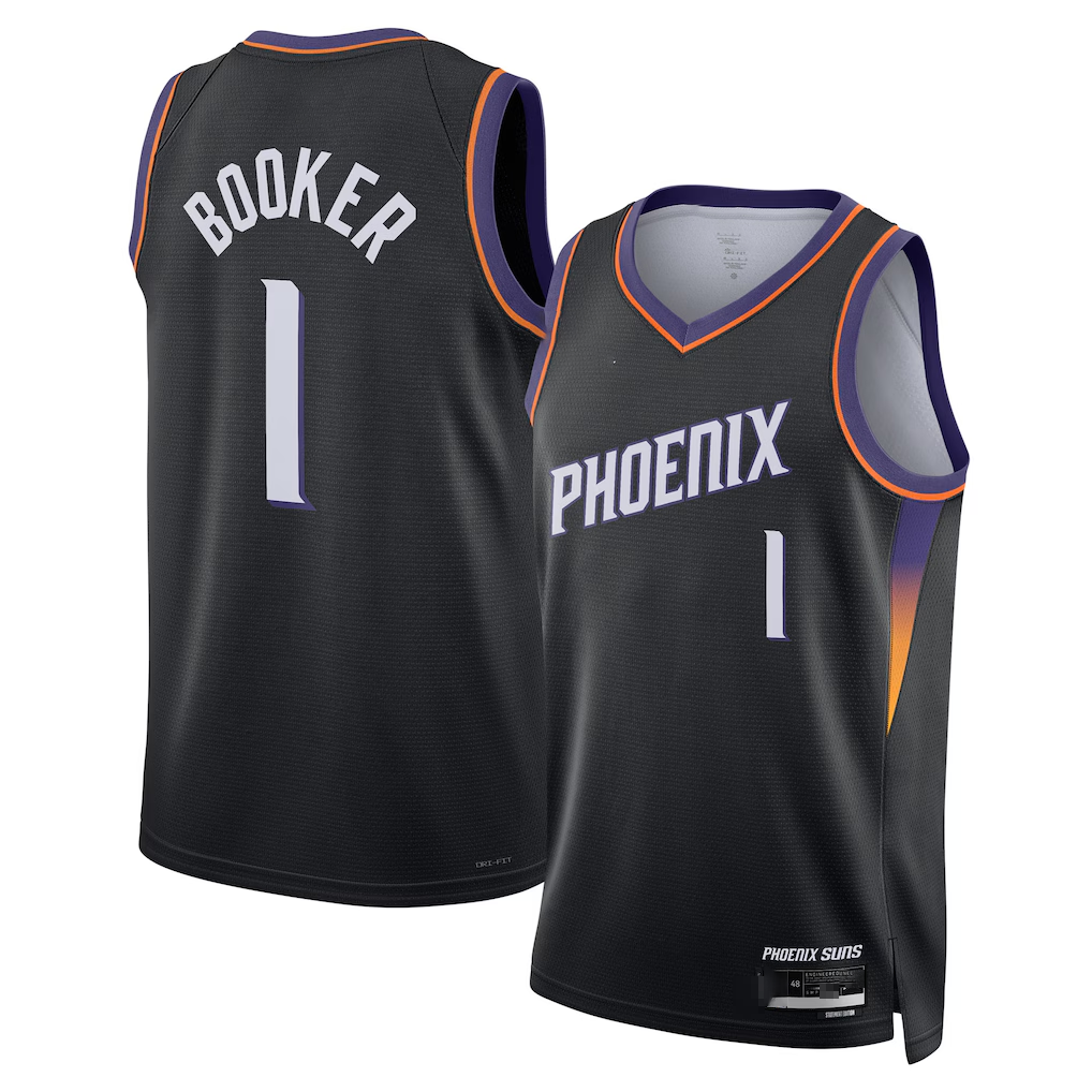 Trusc P.Sunss #1 Devin Booker Black Swingman Jerseys - Statement Edition
