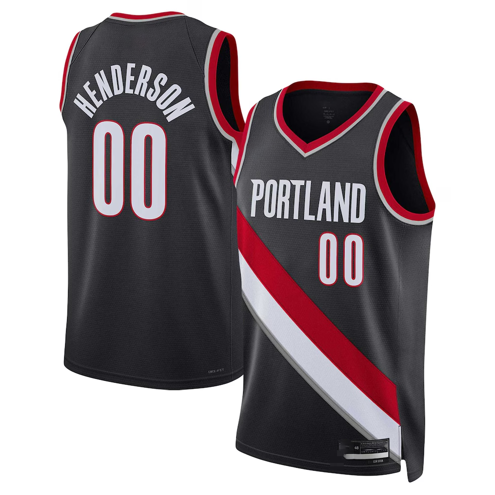 Trusc PT.Blazers #00 Scoot Henderson Black 2023 NBA Draft Swingman Jerseys - Icon Edition