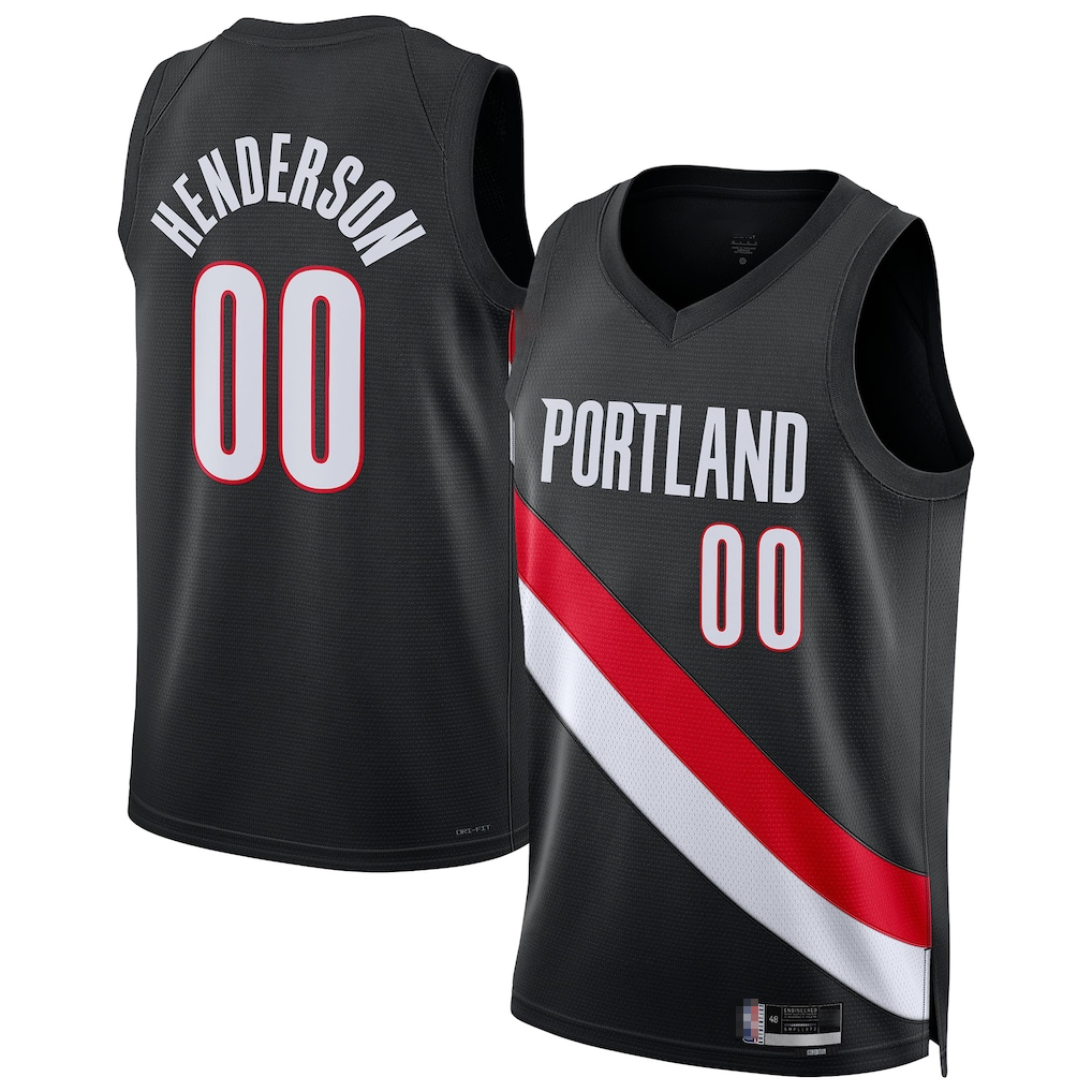 Trusc PT.Blazers #00 Scoot Henderson Black Swingman Jerseys - Icon Edition