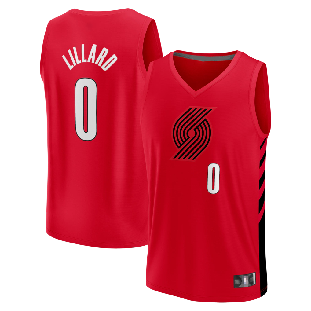 Trusc PT.Blazers #0 Damian Lillard Fanatics Red Fast Break Replica Jerseys - Statement Edition