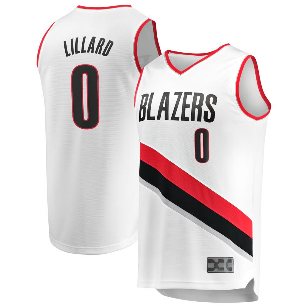 Trusc PT.Blazers #0 Damian Lillard Fanatics White Fast Break Replica Jerseys - Association Edition