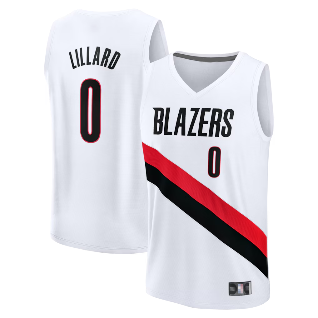 Trusc PT.Blazers #0 Damian Lillard Fanatics White Fast Break Replica Player Jerseys - Association Edition