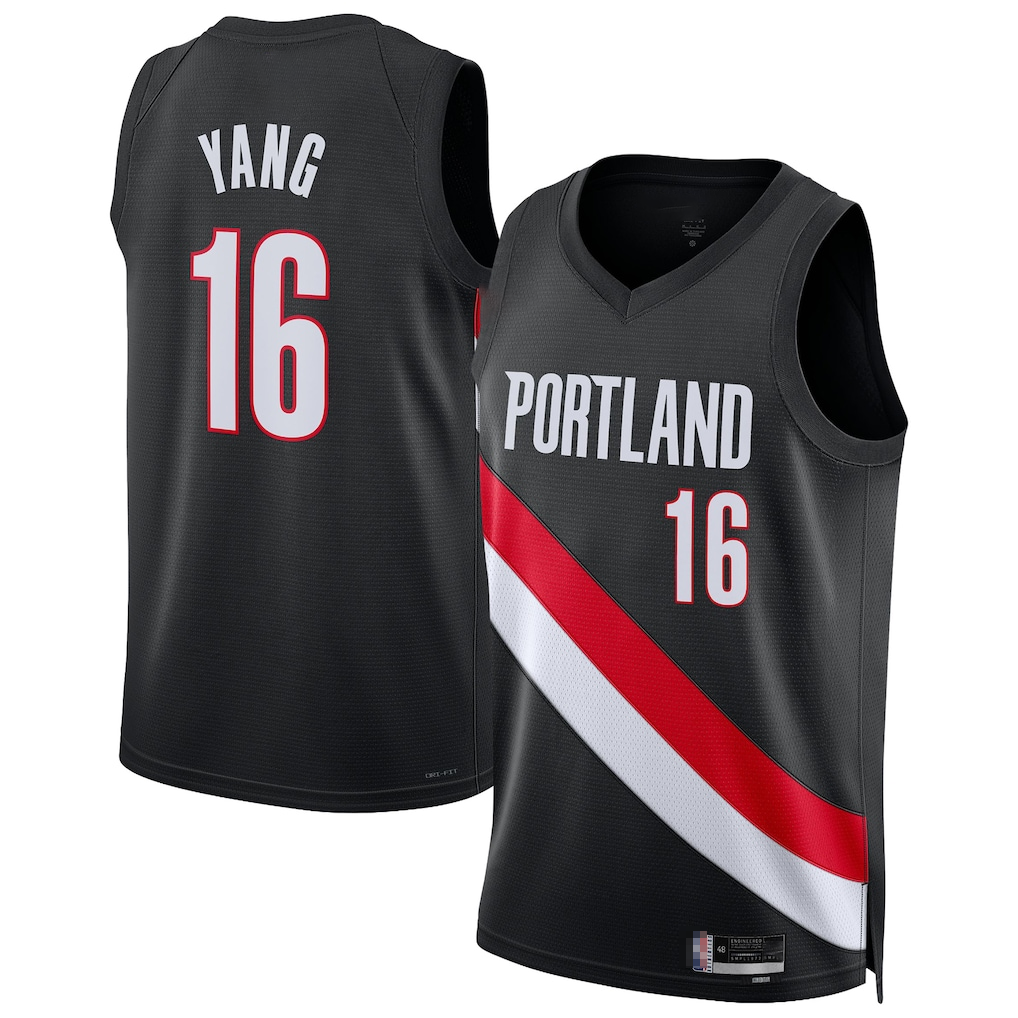 Trusc PT.Blazers #16 Yang Hansen Black Swingman Jerseys - Icon Edition