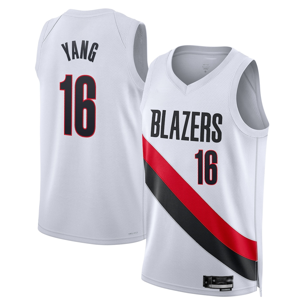 Trusc PT.Blazers #16 Yang Hansen White Swingman Jerseys - Association Edition