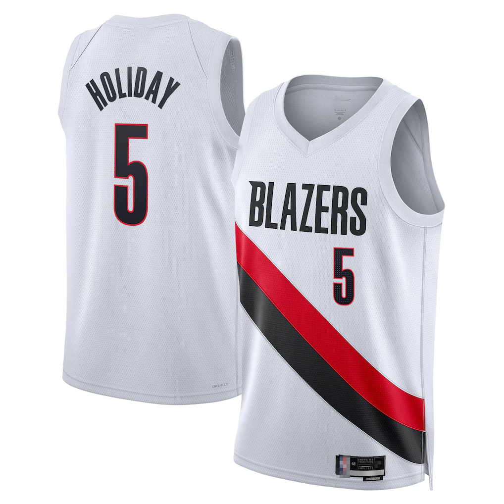 Trusc PT.Blazers #5 Jrue Holiday White Swingman Jerseys - Association Edition