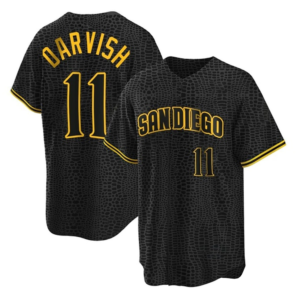 Trusc S.Diego Padres #11 Yu Darvish Player Black Snake Skin City Home Game Stitched Jerseys