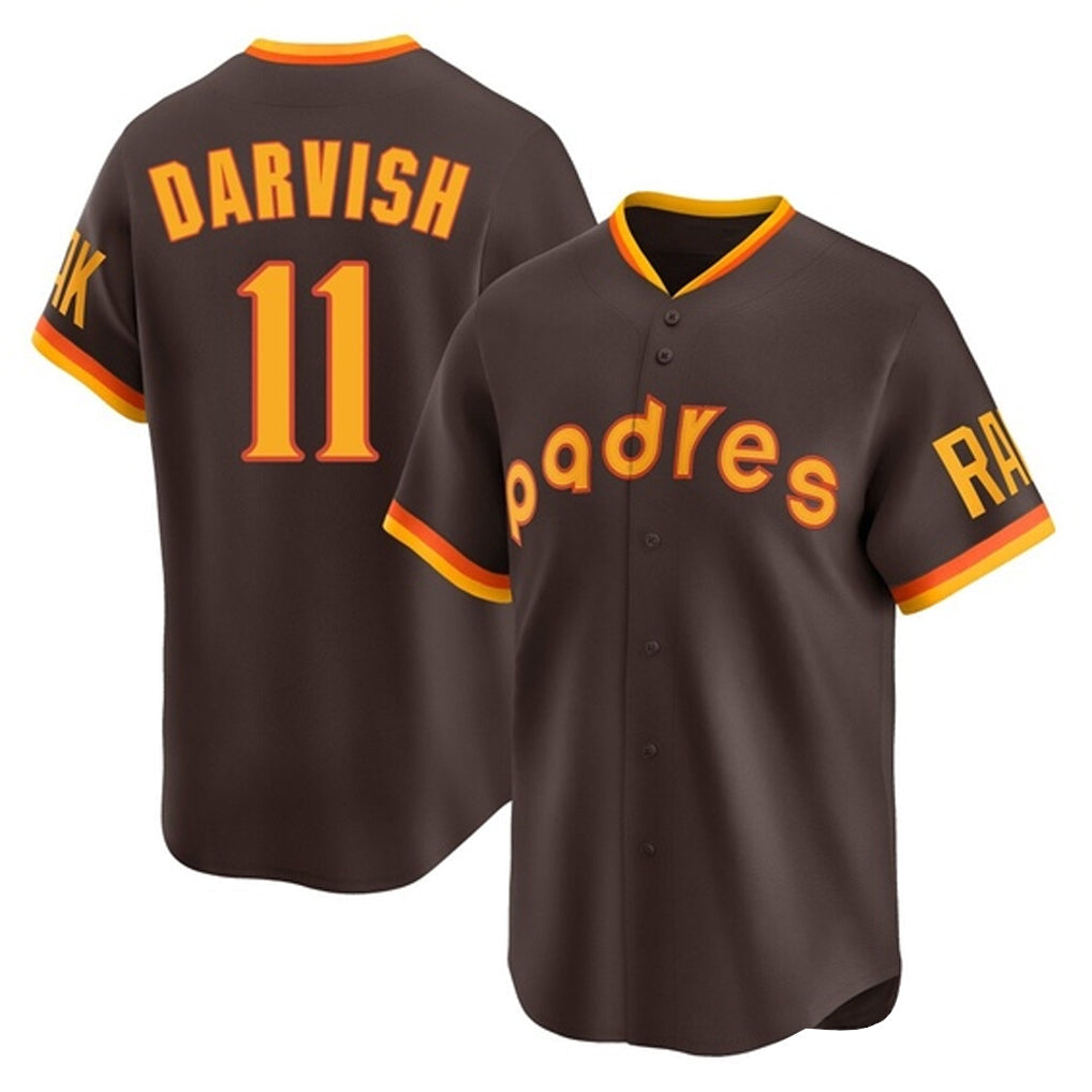 Trusc S.Diego Padres #11 Yu Darvish Player Brown Home Cooperstown Collection Replica Game Stitched Jerseys