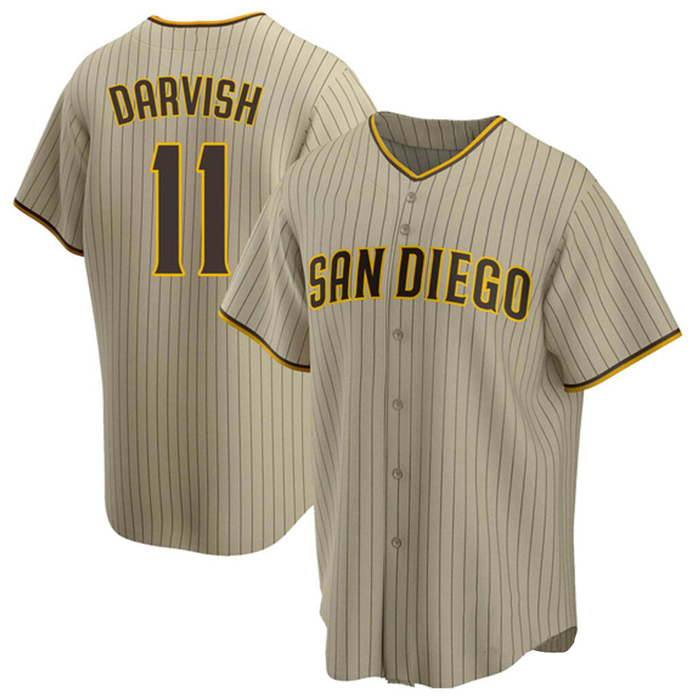 Trusc S.Diego Padres #11 Yu Darvish Player Khaki Home Game Stitched Jerseys