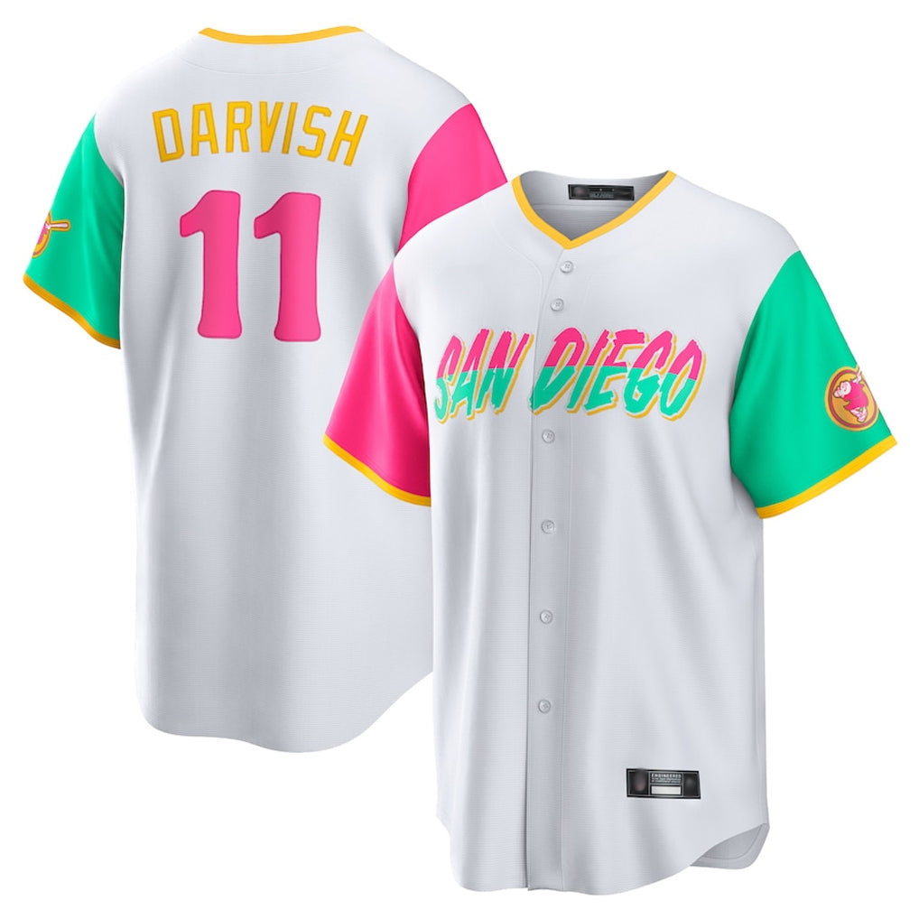 Trusc S.Diego Padres #11 Yu Darvish Player White City Connect Home Game Stitched Jerseys