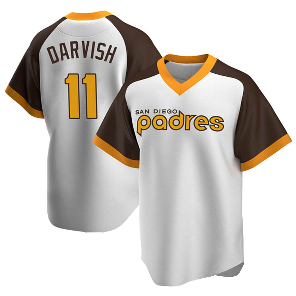 Trusc S.Diego Padres #11 Yu Darvish Player White Home Cooperstown Collection Replica Game Stitched Jerseys