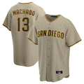 Trusc S.Diego Padres #13 Manny Machado Player Khaki Home Game Stitched Jerseys
