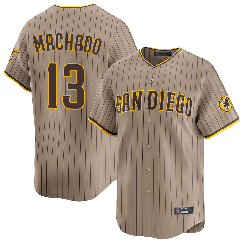 Trusc S.Diego Padres #13 Manny Machado Player Khaki Home Limited Stitched Jerseys