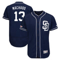 Trusc S.Diego Padres #13 Manny Machado Player Navy Majestic Patch Flex Base Game Stitched Jerseys