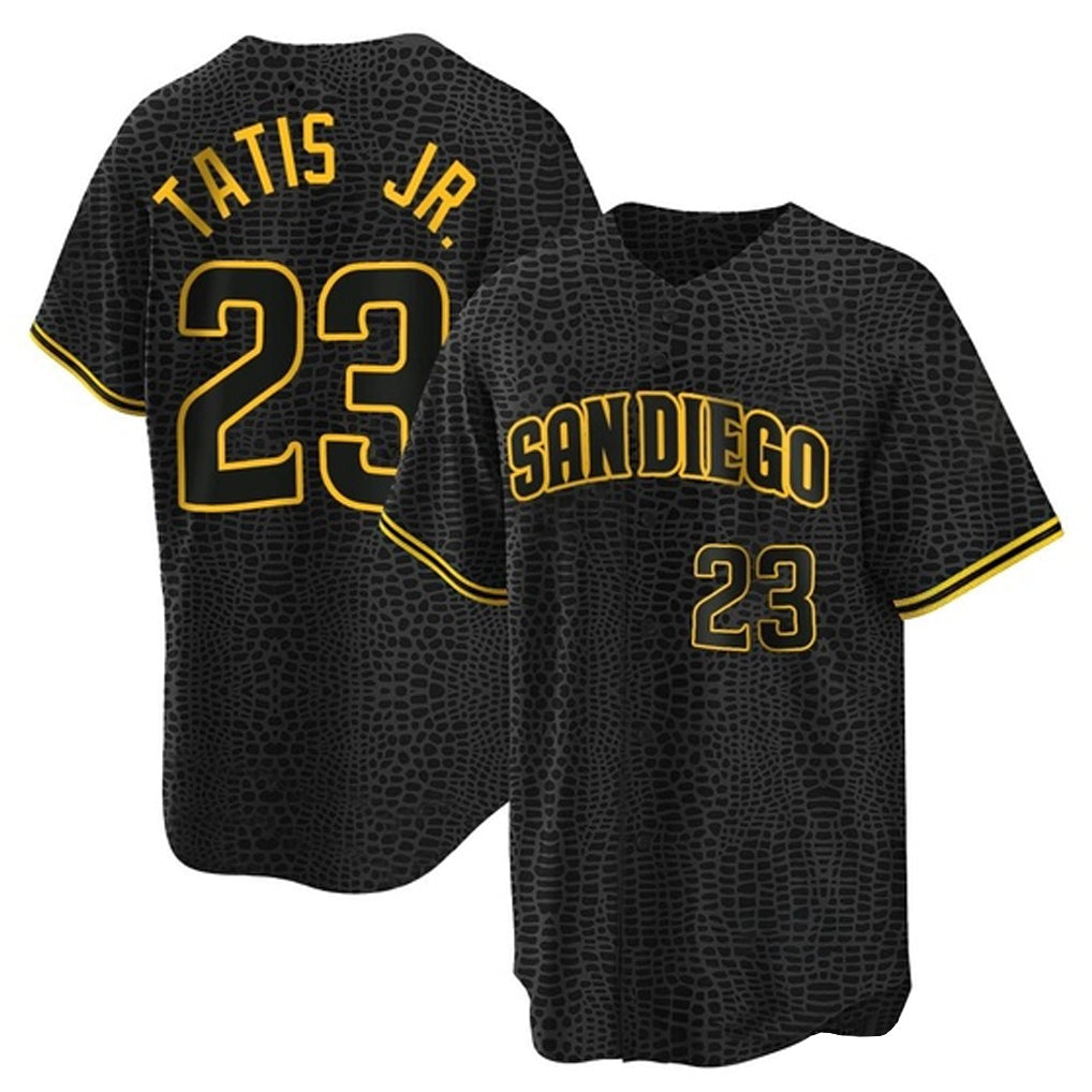 Trusc S.Diego Padres #23 Fernando Tatis Jr Player Black Snake Skin City Home Game Stitched Jerseys