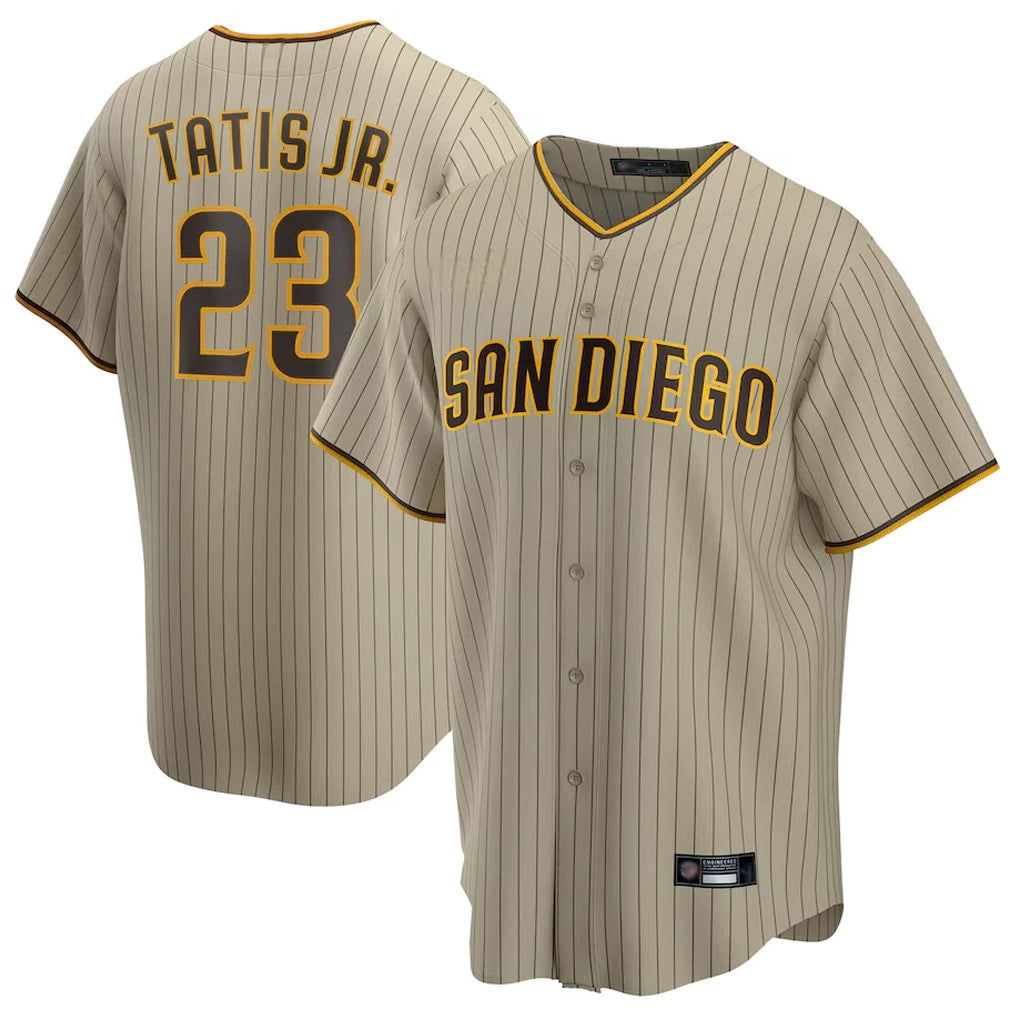 Trusc S.Diego Padres #23 Fernando Tatis Jr Player Khaki Home Game Stitched Jerseys