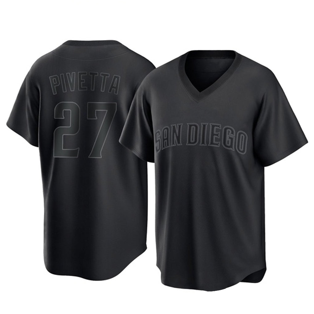 Trusc S.Diego Padres #27 Nick Pivetta Player Black Pitch Fashion Game T-shirt Stitched Jerseys