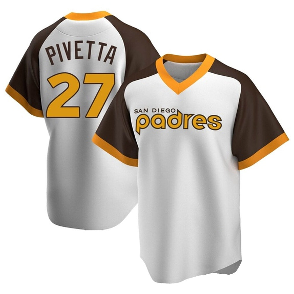 Trusc S.Diego Padres #27 Nick Pivetta Player White Home Cooperstown Collection Replica Game Stitched Jerseys