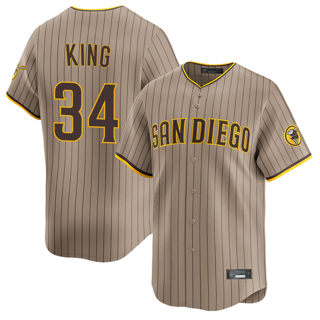 Trusc S.Diego Padres #34 Michael King Player Khaki Home Limited Stitched Jerseys