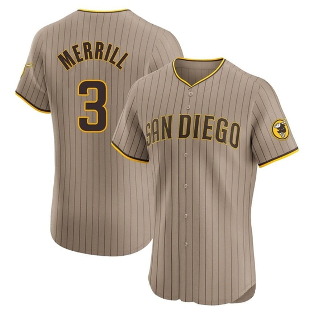 Trusc S.Diego Padres #3 Jackson Merrill Player Khaki Home Limited Elite Stitched Jerseys